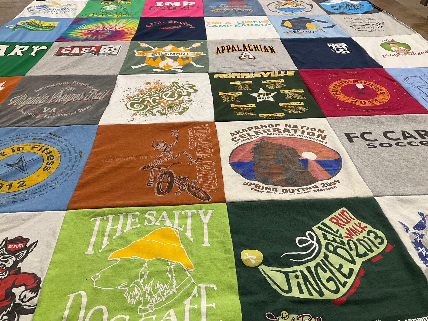 T-shirt quilt from appalachian state university, north carolina state university by Virginia L from NC