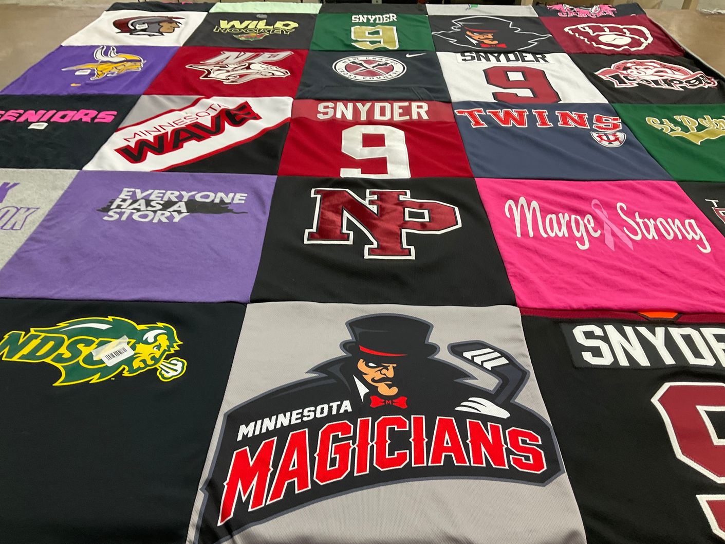 T-shirt quilt featuring minnesota magicians, snyder by JESSICA from MN