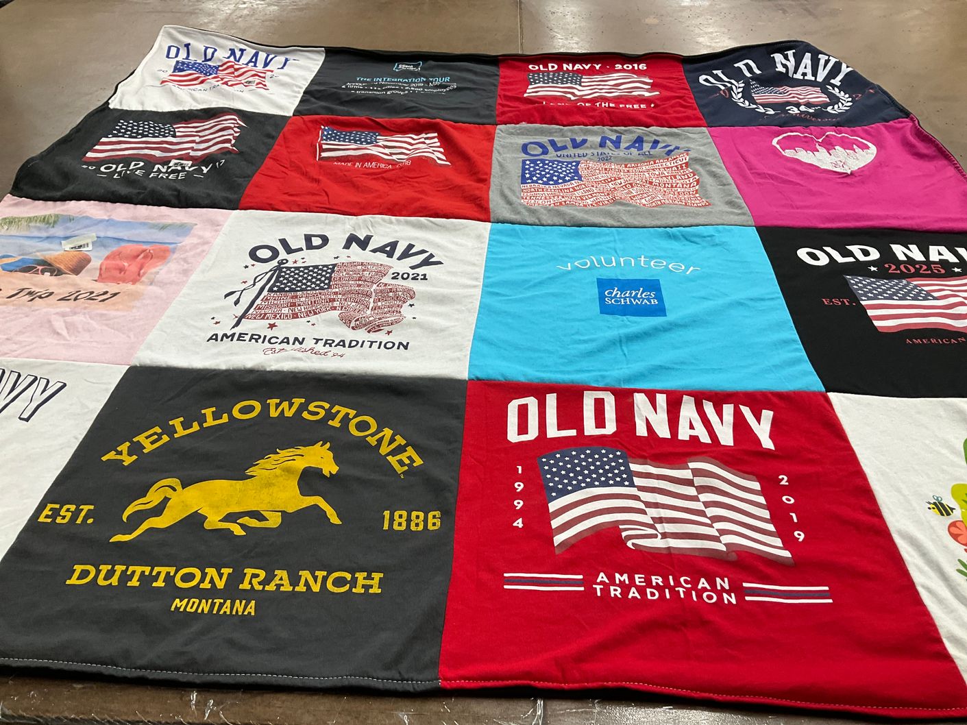 T-shirt quilt with volunteering, fashion themes by Tracie from FL