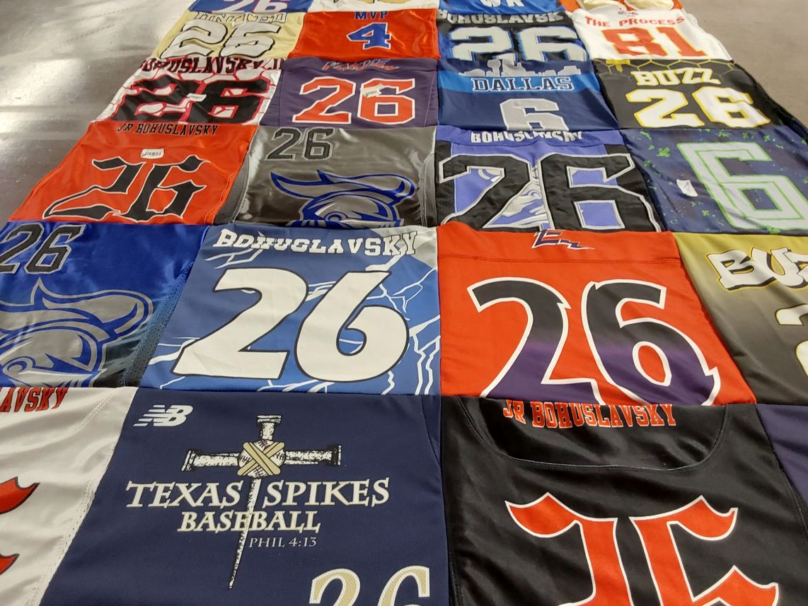 T-shirt quilt with baseball themes by Josh from TX