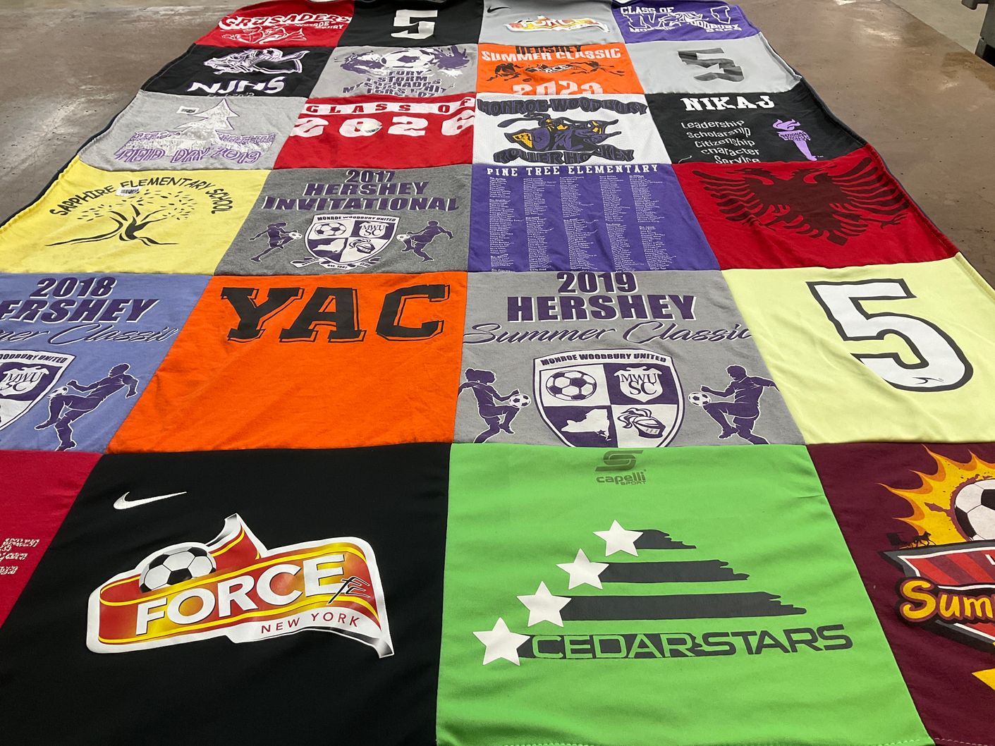 T-shirt quilt from monroe woodbury united high school by Oriona from NY