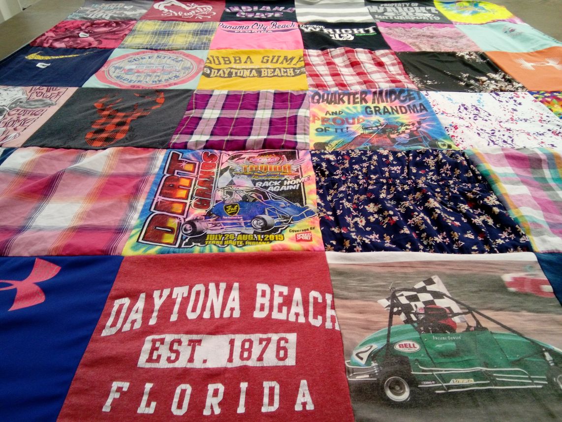 T-shirt quilt with racing, car culture themes by Ashley from IN