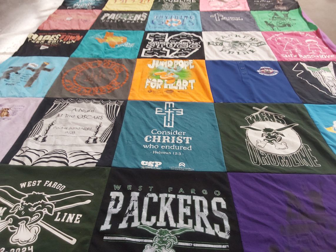 T-shirt quilt featuring west fargo packers by Miriam from ND