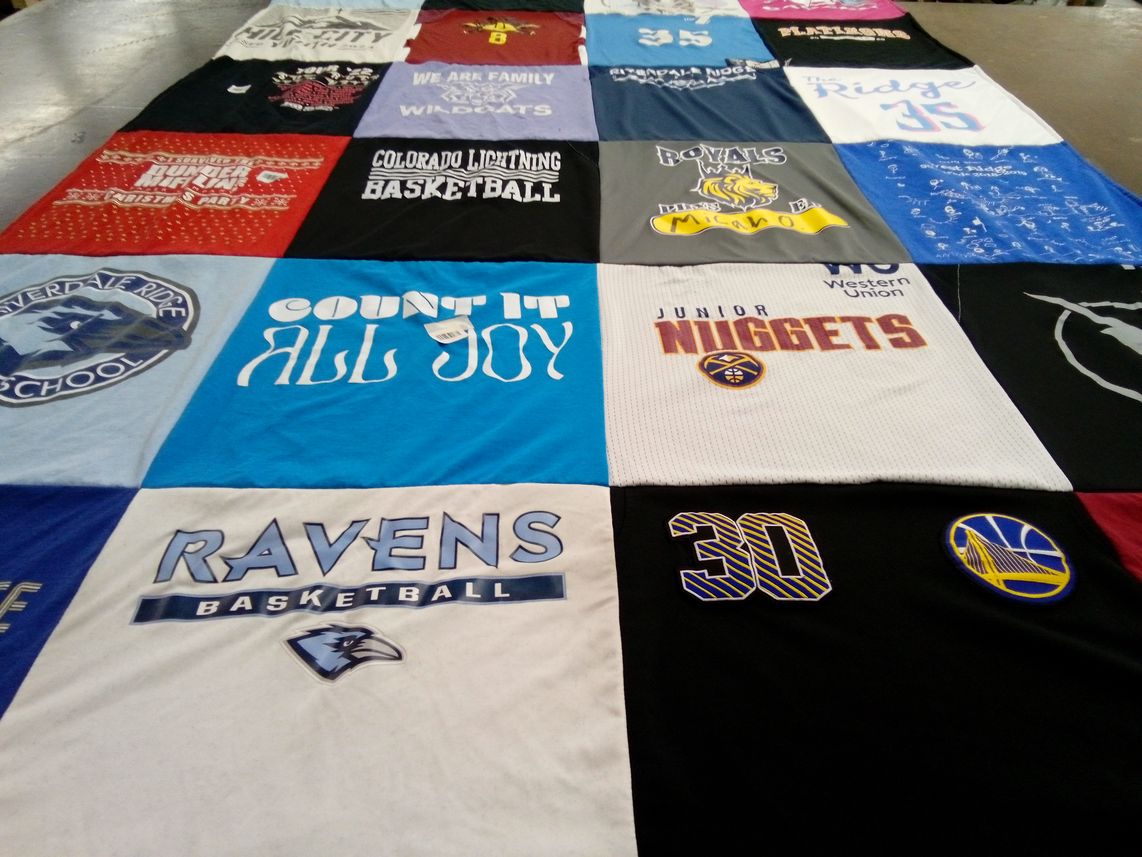 T-shirt quilt featuring junior nuggets, colorado lightning basketball by Candice from CO
