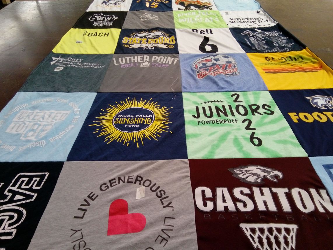 T-shirt quilt featuring cashton basketball by Rebecca from WI