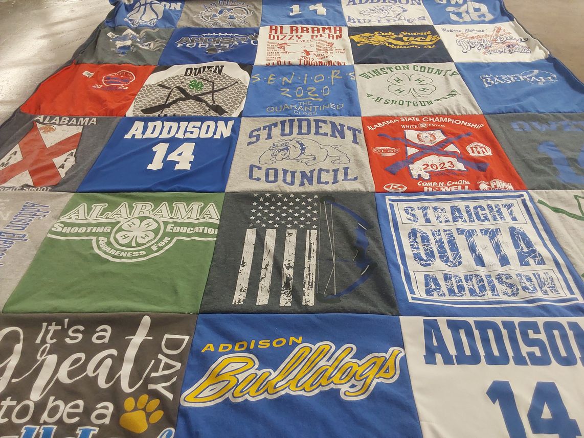 T-shirt quilt featuring addison bulldogs by Felicia from AL