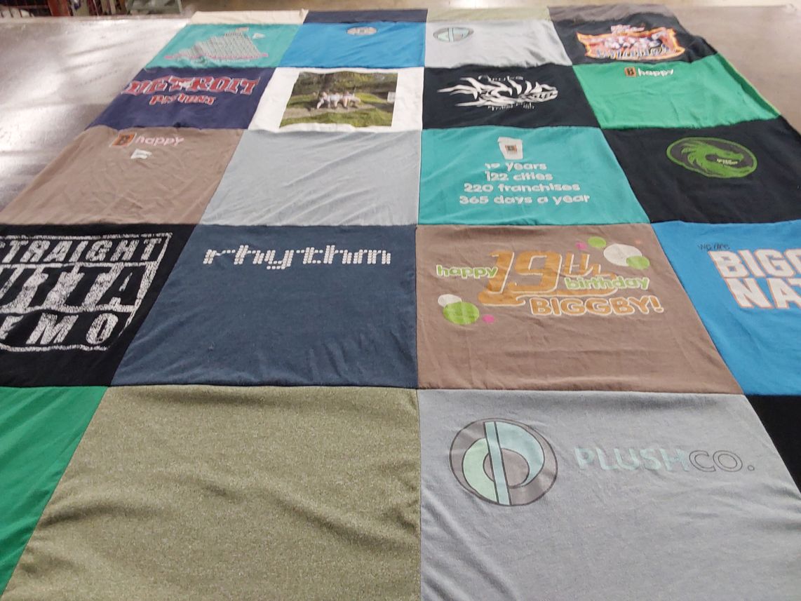 T-shirt quilt with coffee, franchises themes by Alisha from MI