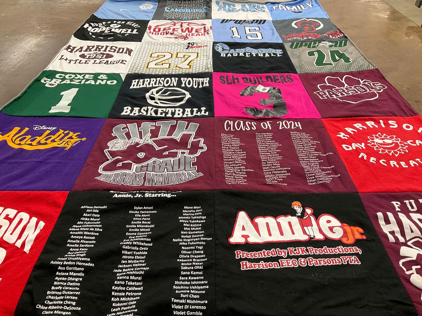 T-shirt quilt featuring harrison youth basketball, harrison little league by Saori from GA
