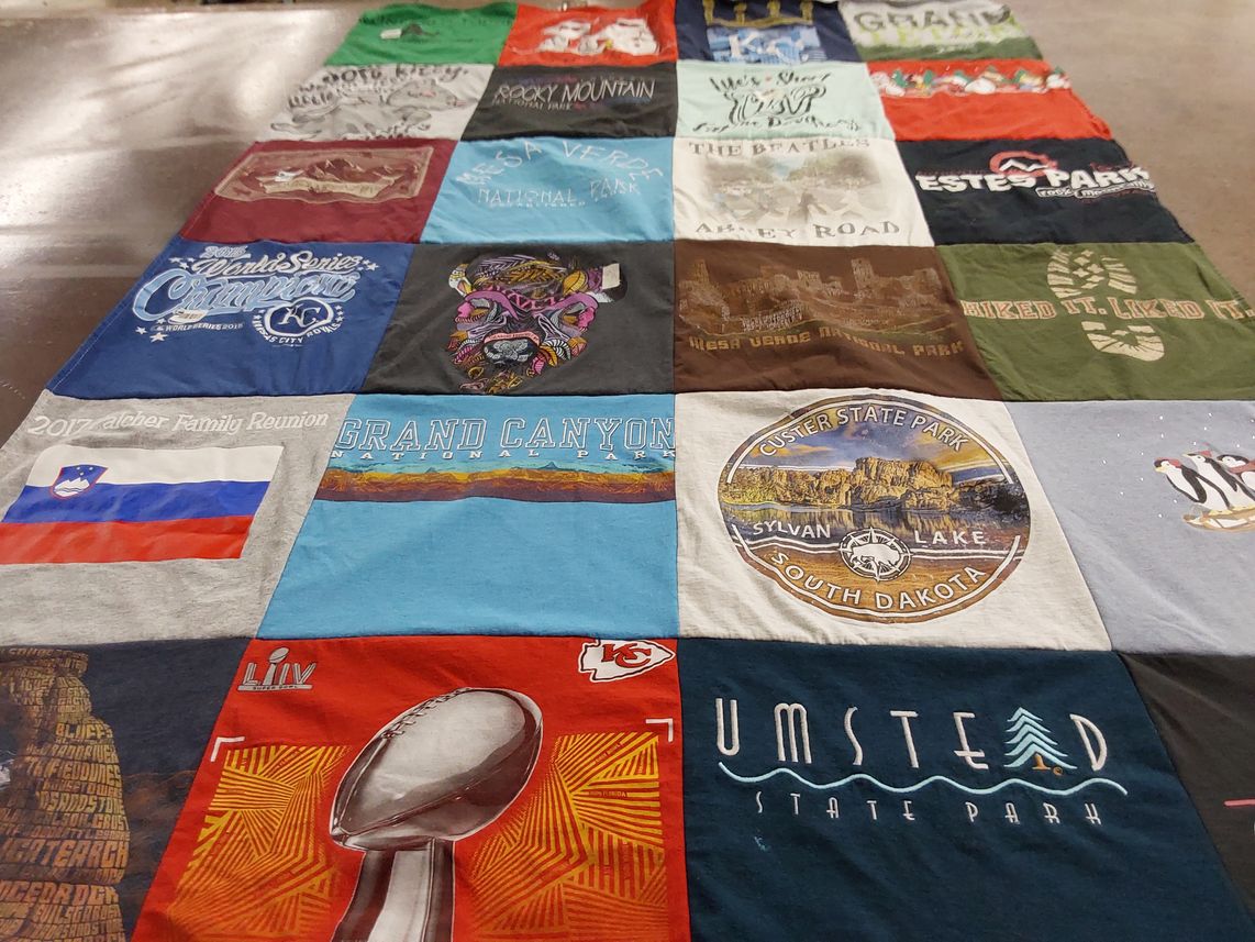 T-shirt quilt featuring kansas city chiefs by Sara from KS