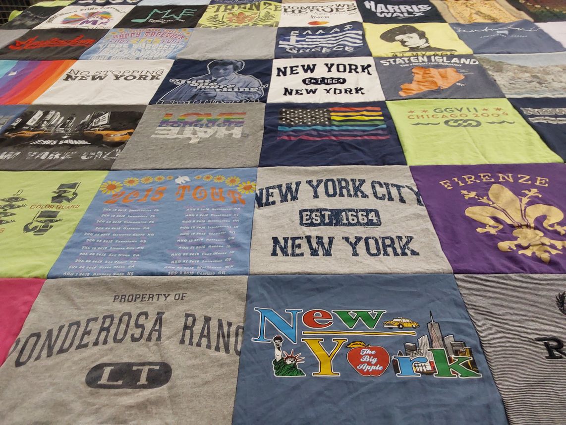 T-shirt quilt with new york, travel themes by Michele from NY