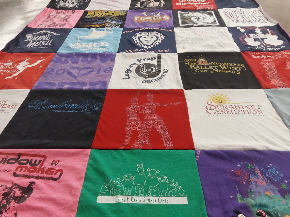 T-shirt quilt from legacy preparatory academy, hillcrest high school by Sophie from UT