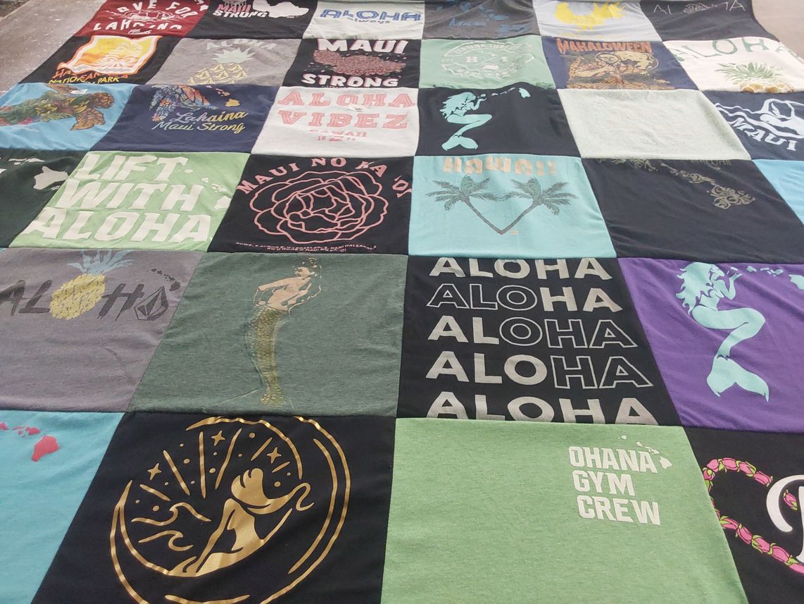 T-shirt quilt with hawaii, fitness themes by Jennifer from CA