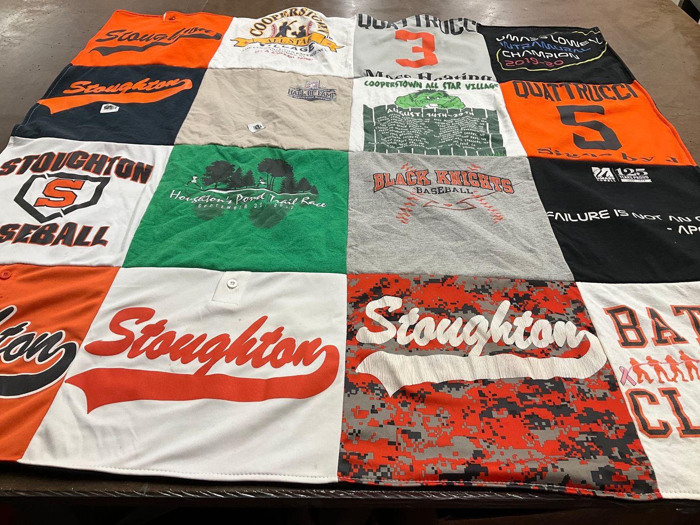 T-shirt quilt featuring stoughton baseball by Jessica from MA