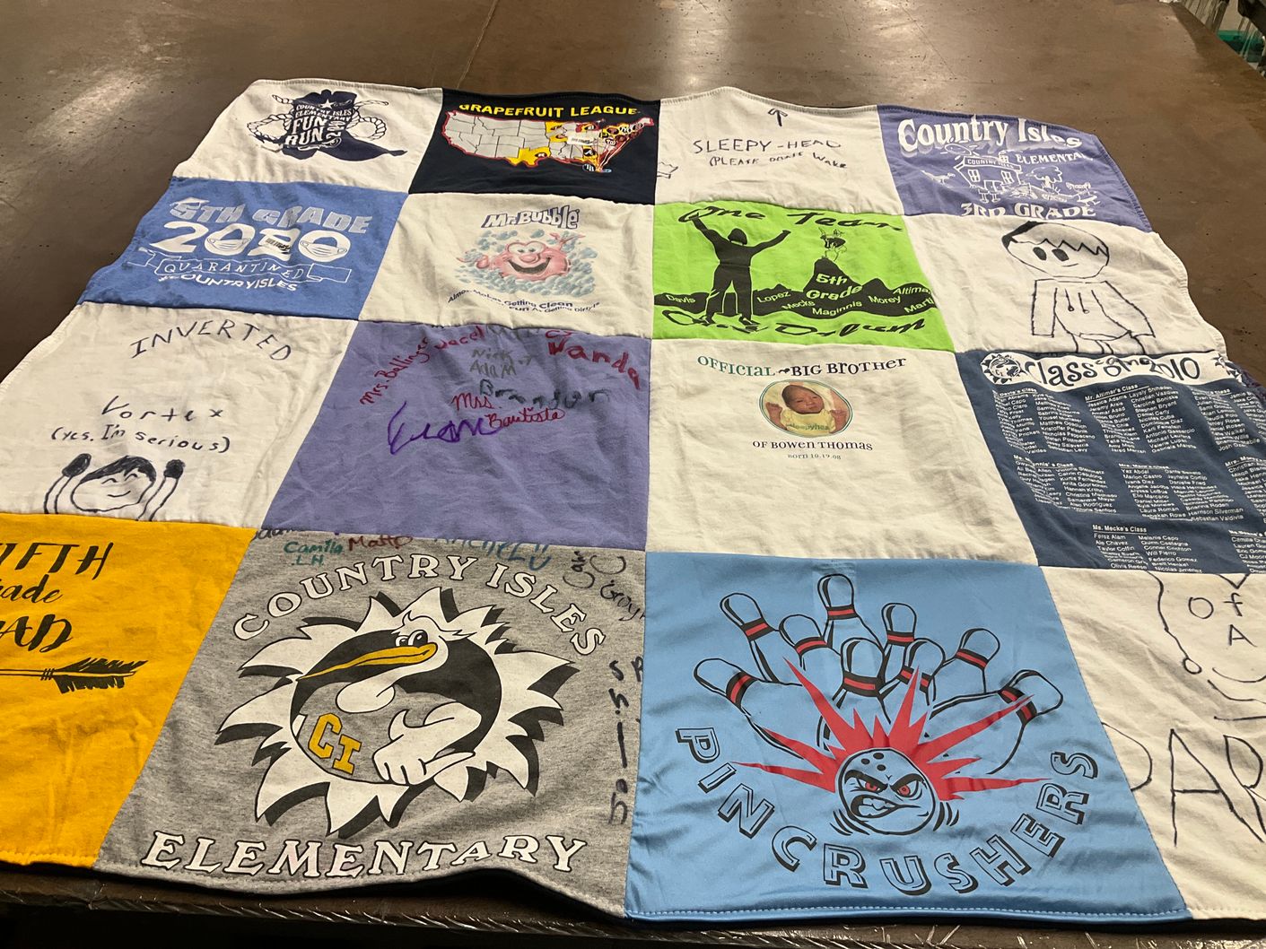 T-shirt quilt from country isles elementary school by Jacqueline from FL
