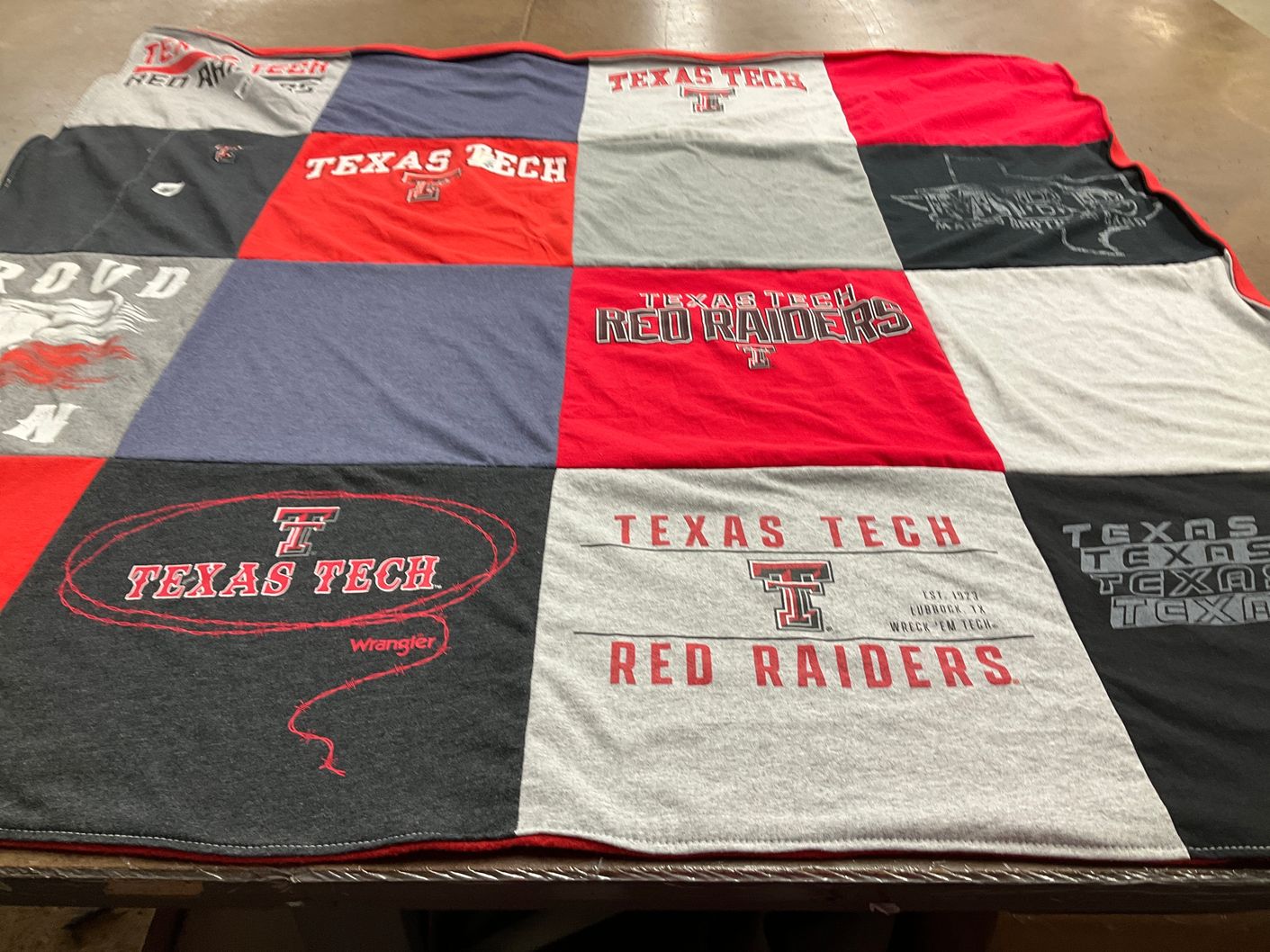 T-shirt quilt featuring texas tech red raiders by Leah from TX