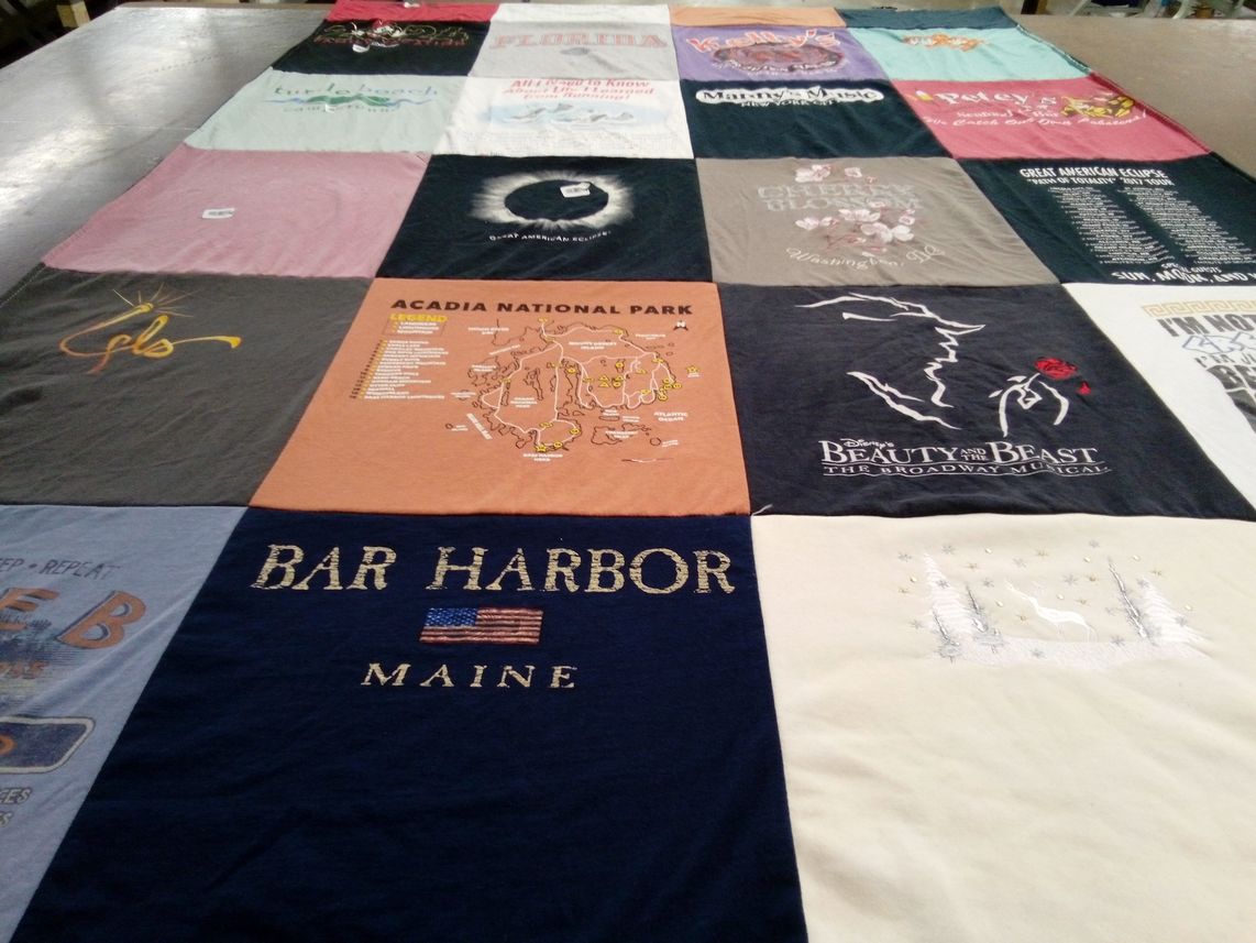 T-shirt quilt with travel, nature themes by Mary from FL