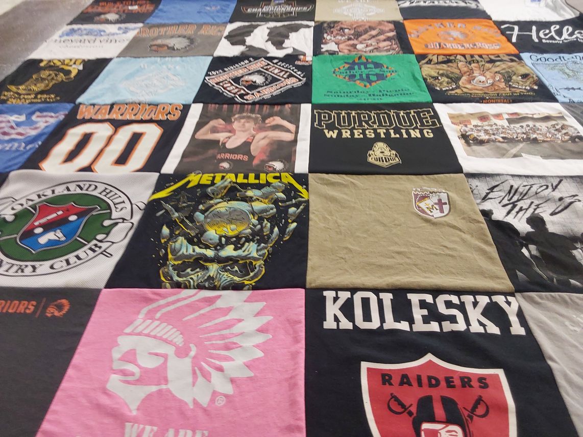T-shirt quilt featuring raiders, warriors by Allison from MI