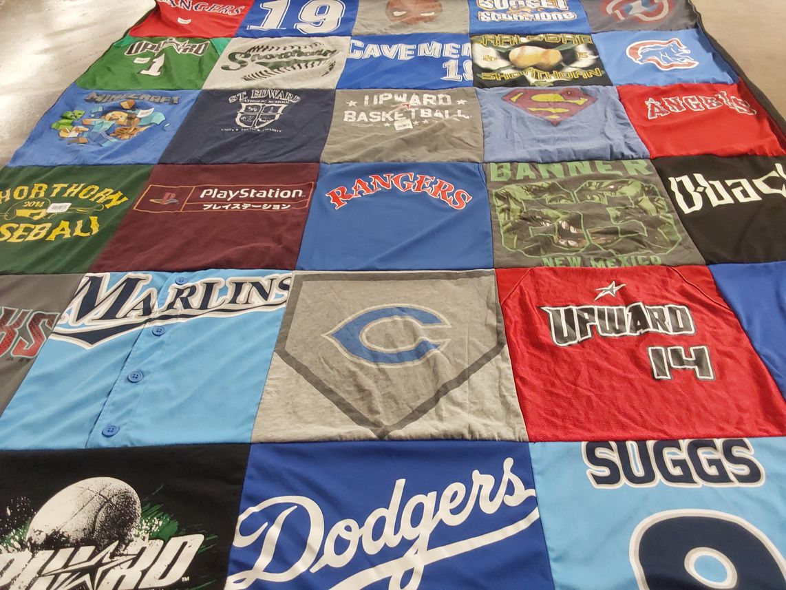 T-shirt quilt featuring miami marlins, los angeles dodgers by Melissa from NM