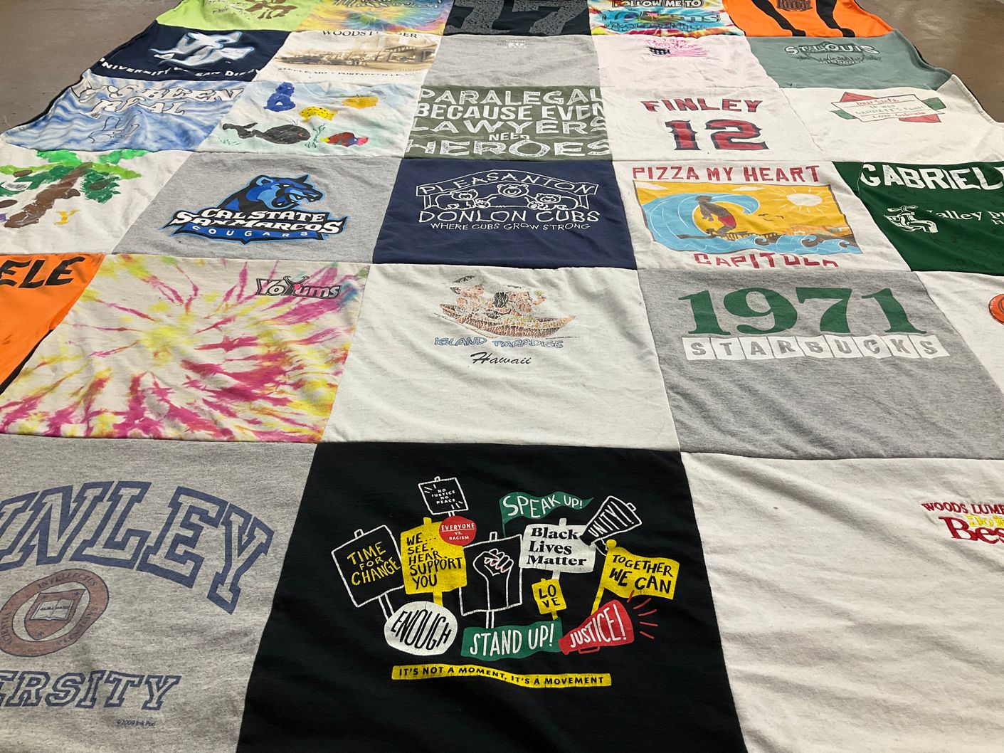 T-shirt quilt featuring california state university stevenson hall cougars by Carrie from CA
