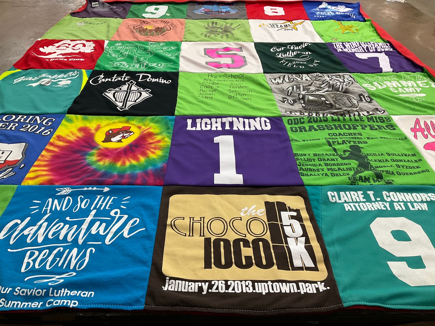 T-shirt quilt from our savior lutheran school by Wendy from TX