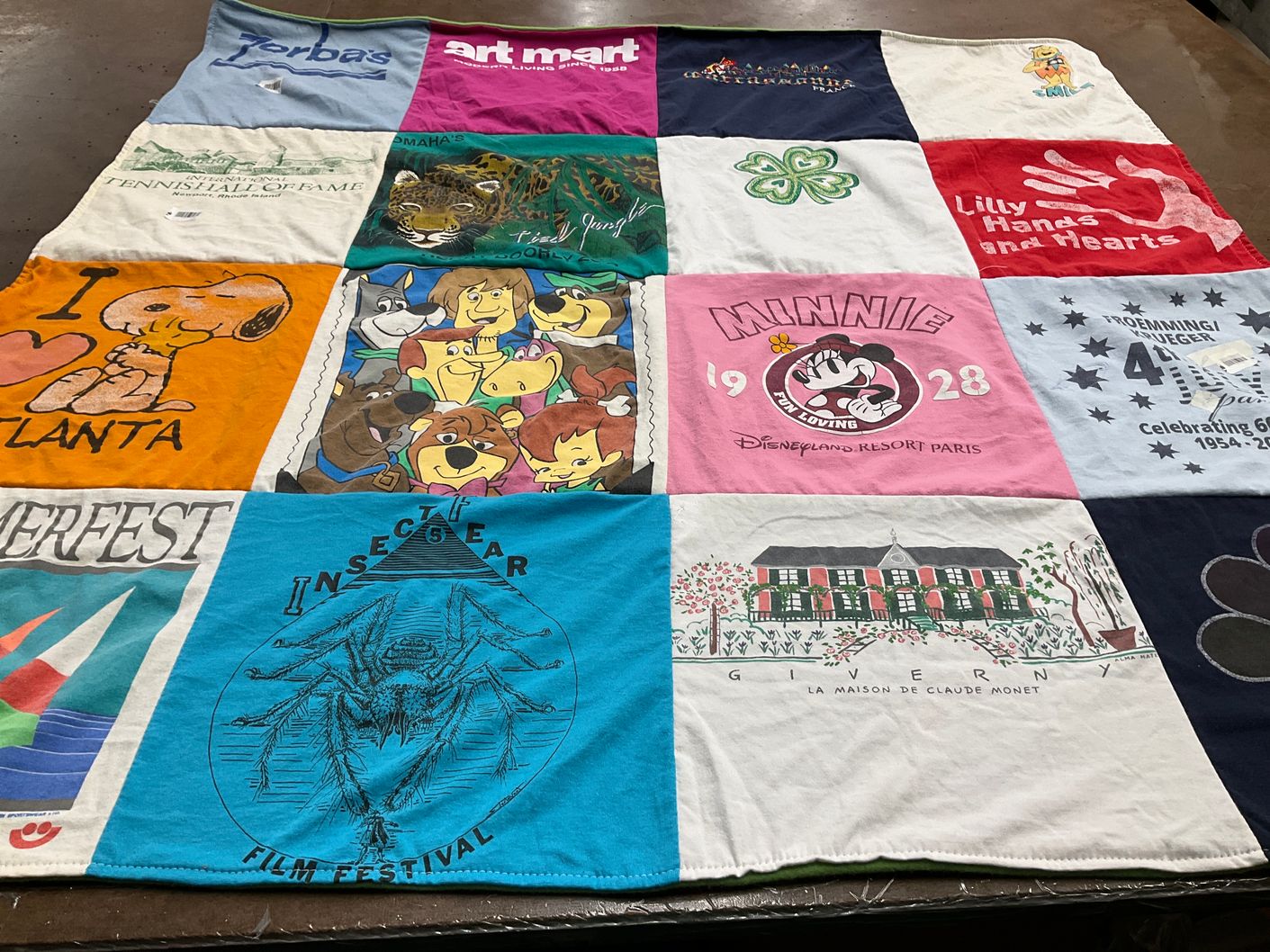 T-shirt quilt with cartoons, disney themes by Nicole from IN