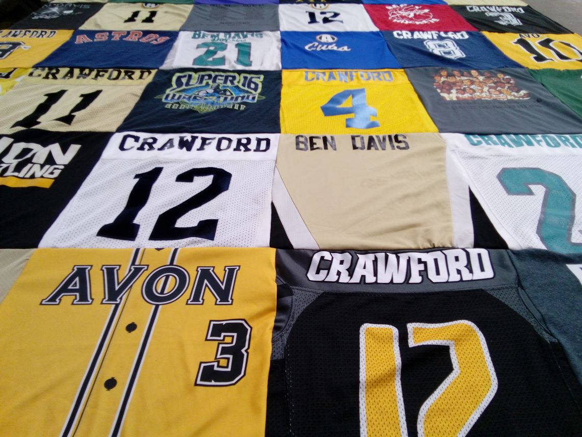 T-shirt quilt featuring crawford high school, avon high school by Erin from IN