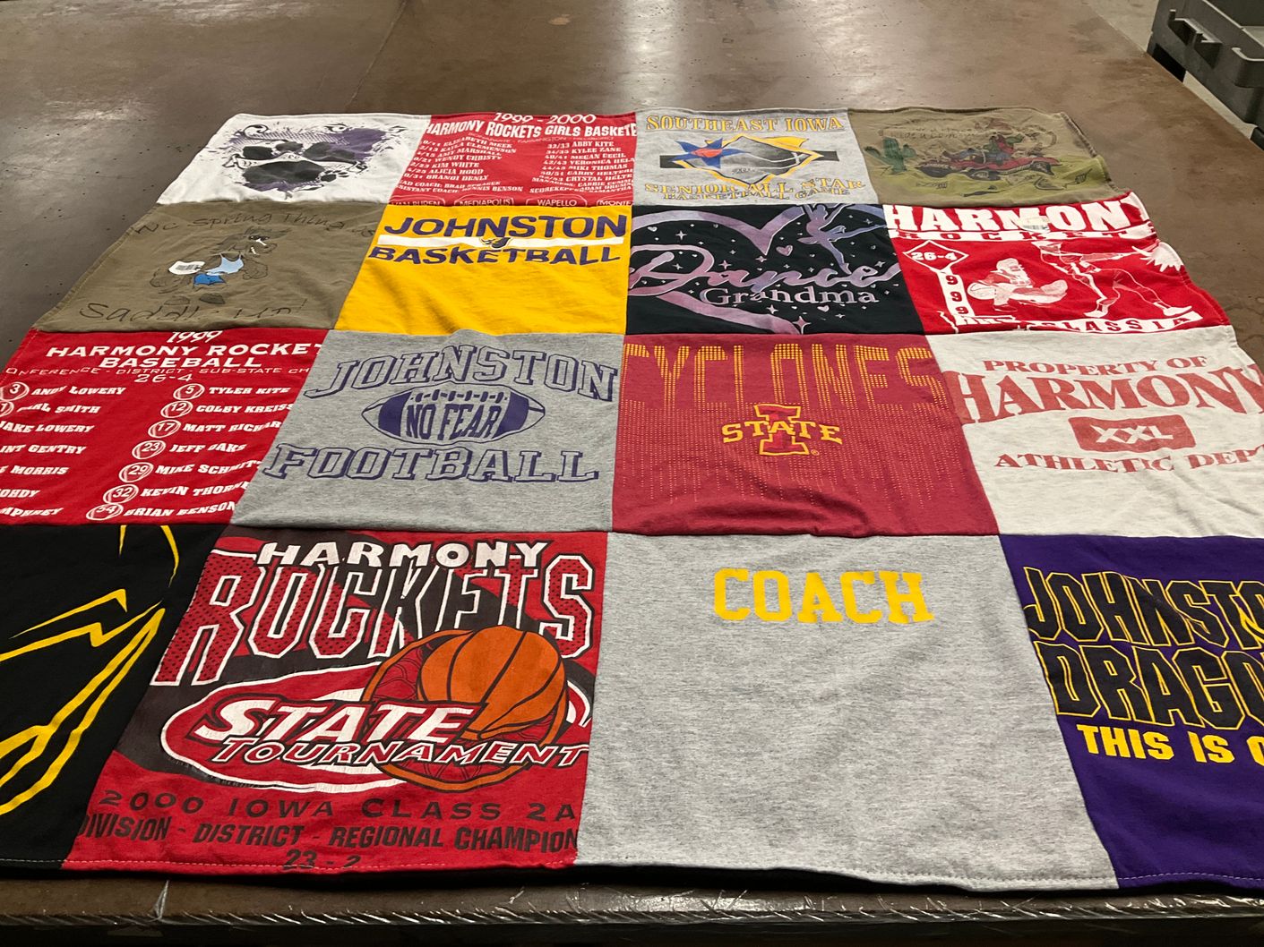 T-shirt quilt featuring harmony rockets, johnston dragons by Joni from IA