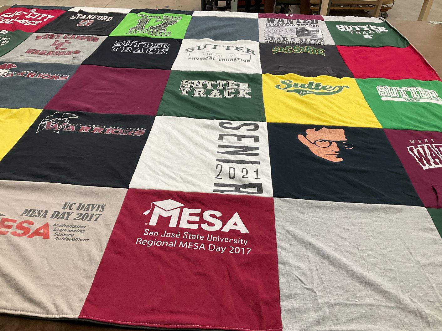 T-shirt quilt featuring sutter track team, west campus high school warriors by Erin from CA