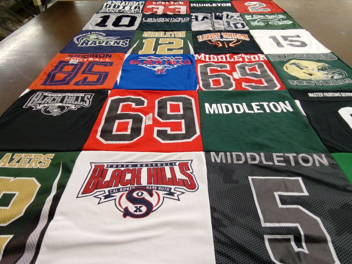 T-shirt quilt featuring black hills youth baseball, gridiron football by Kristina from WA