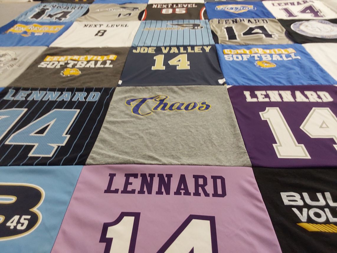 T-shirt quilt featuring lennard high school softball by Stefani from MI