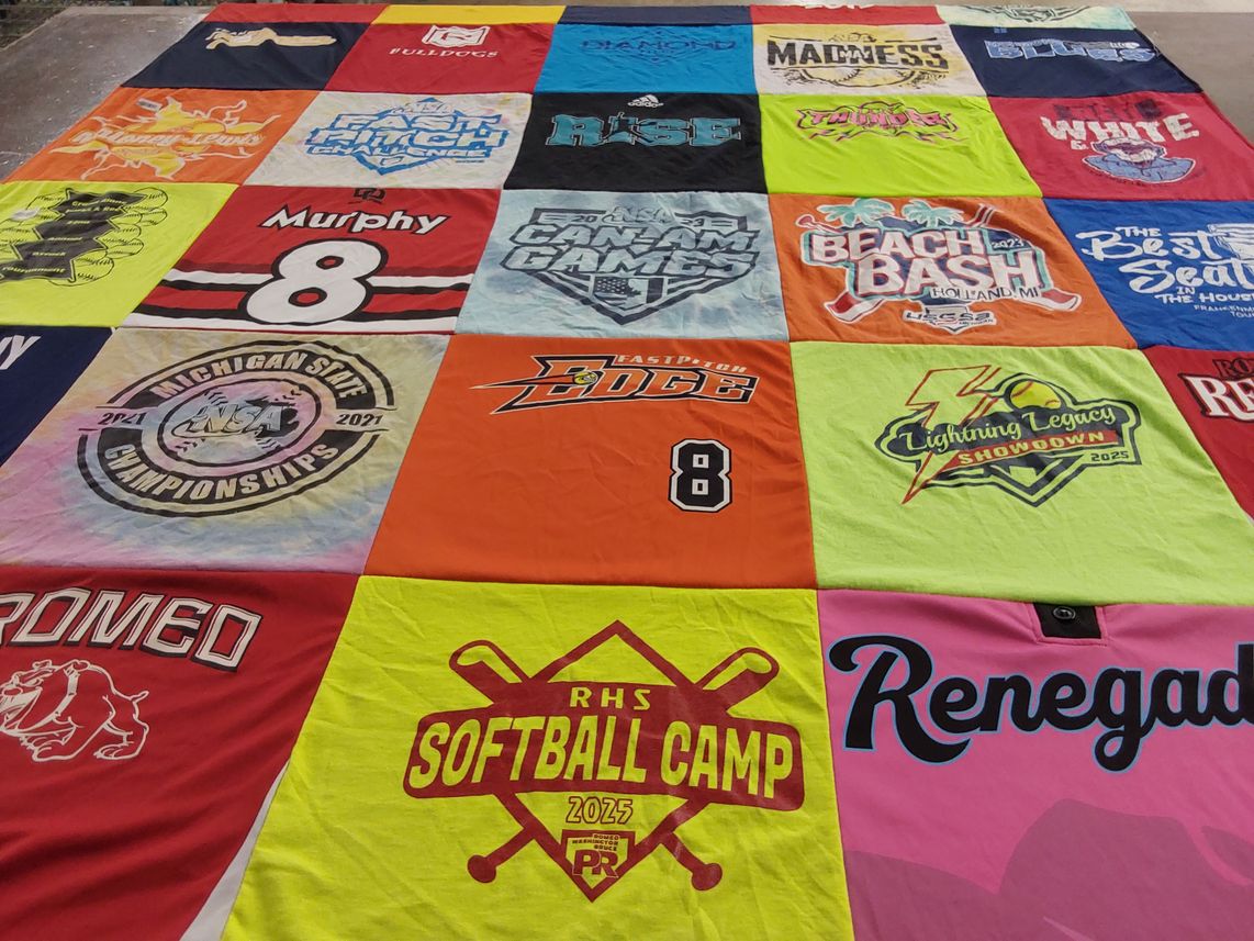 T-shirt quilt featuring eastpointe high school, romeo high school by Mary from MI