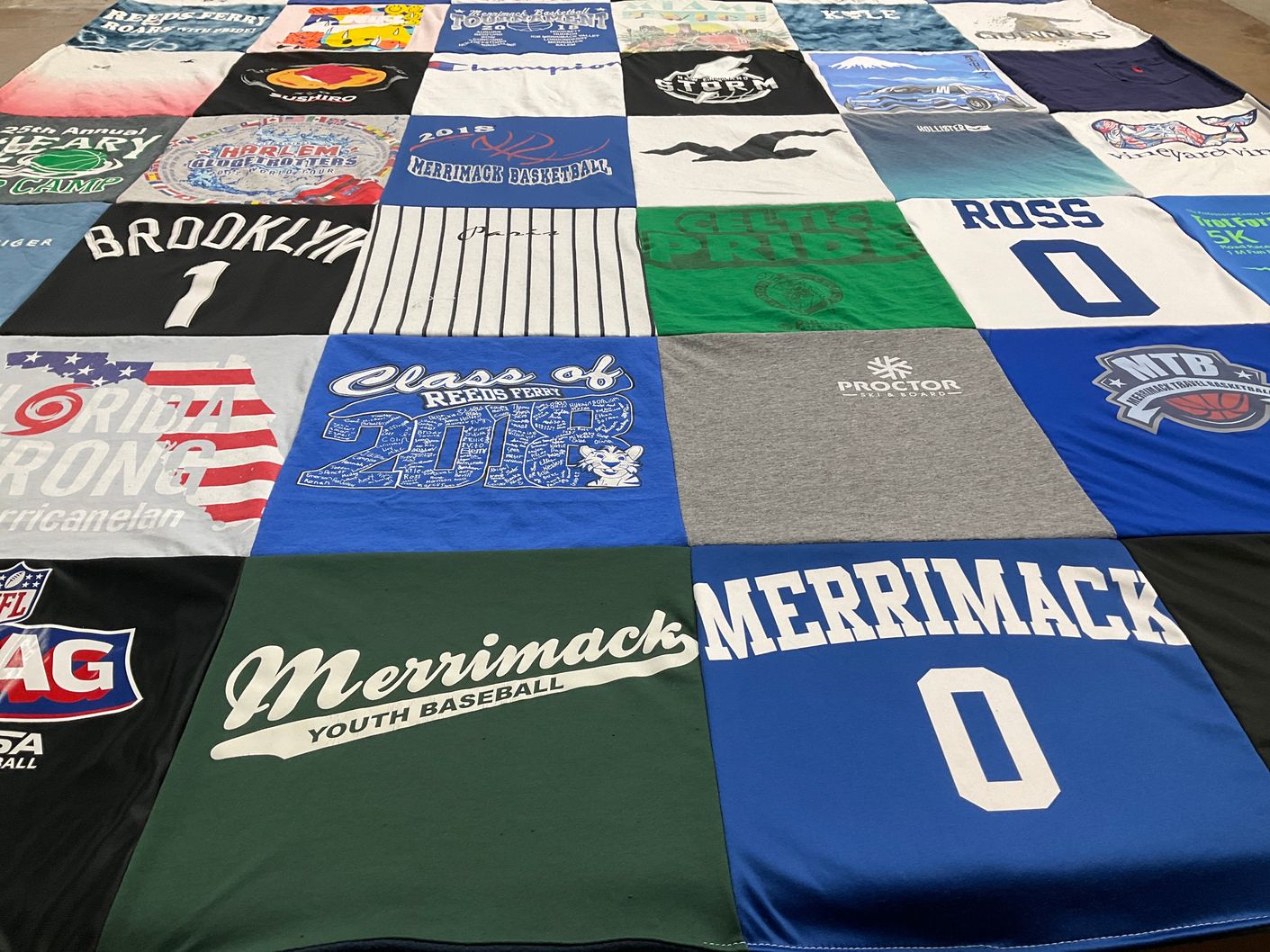T-shirt quilt featuring merrimack warriors by NANCY from NH
