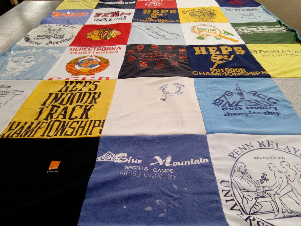 T-shirt quilt from pennsylvania state university, harvard university by Susan from IL