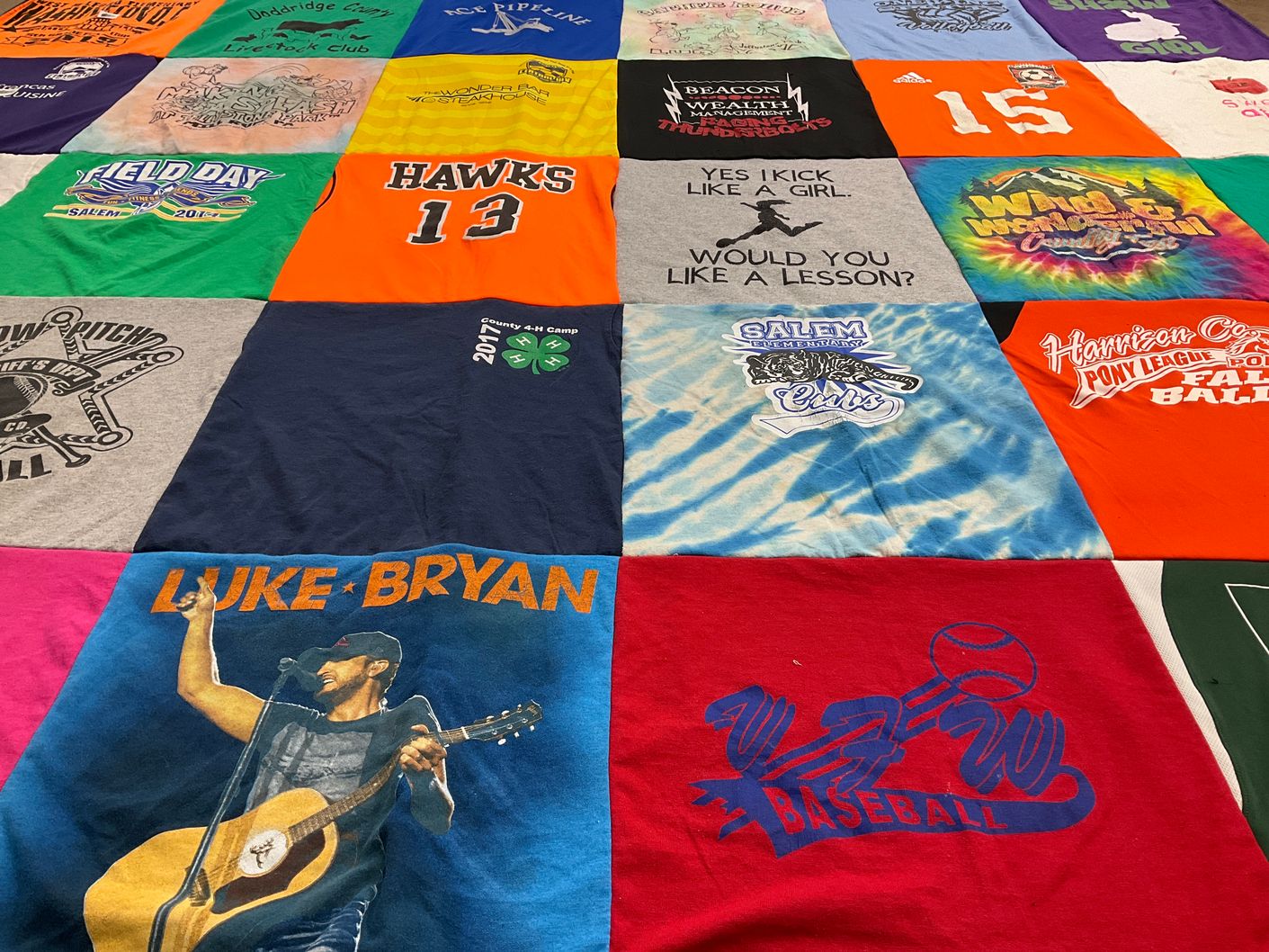 T-shirt quilt featuring thunderbirds, hawks by Sheena from WV