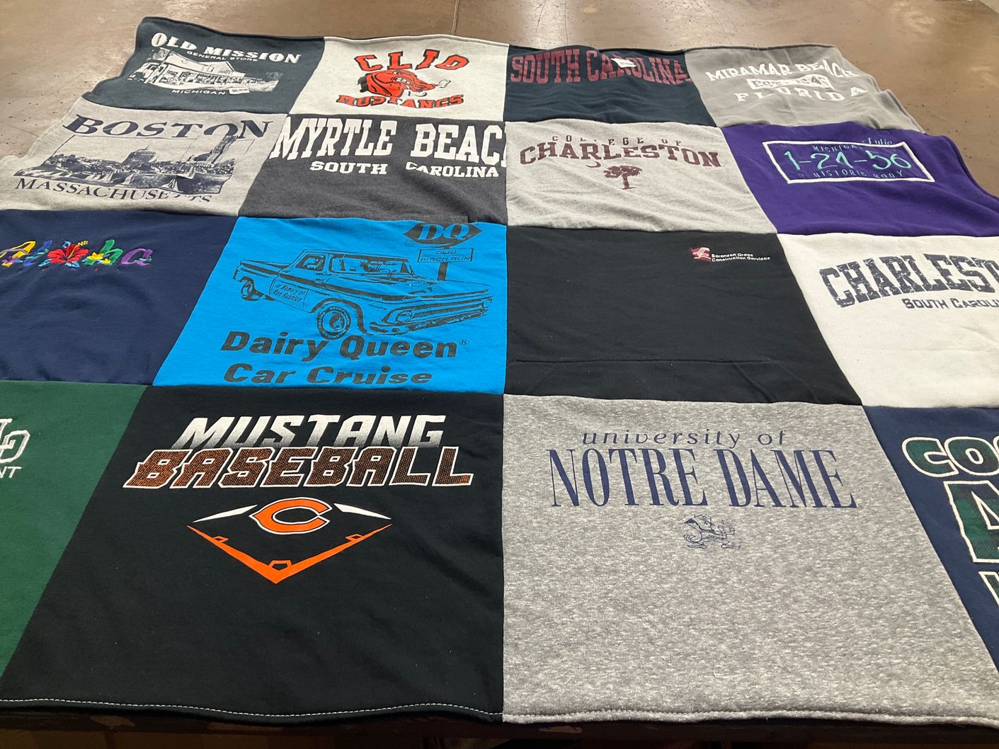 T-shirt quilt featuring mustang baseball by Barbara from MI