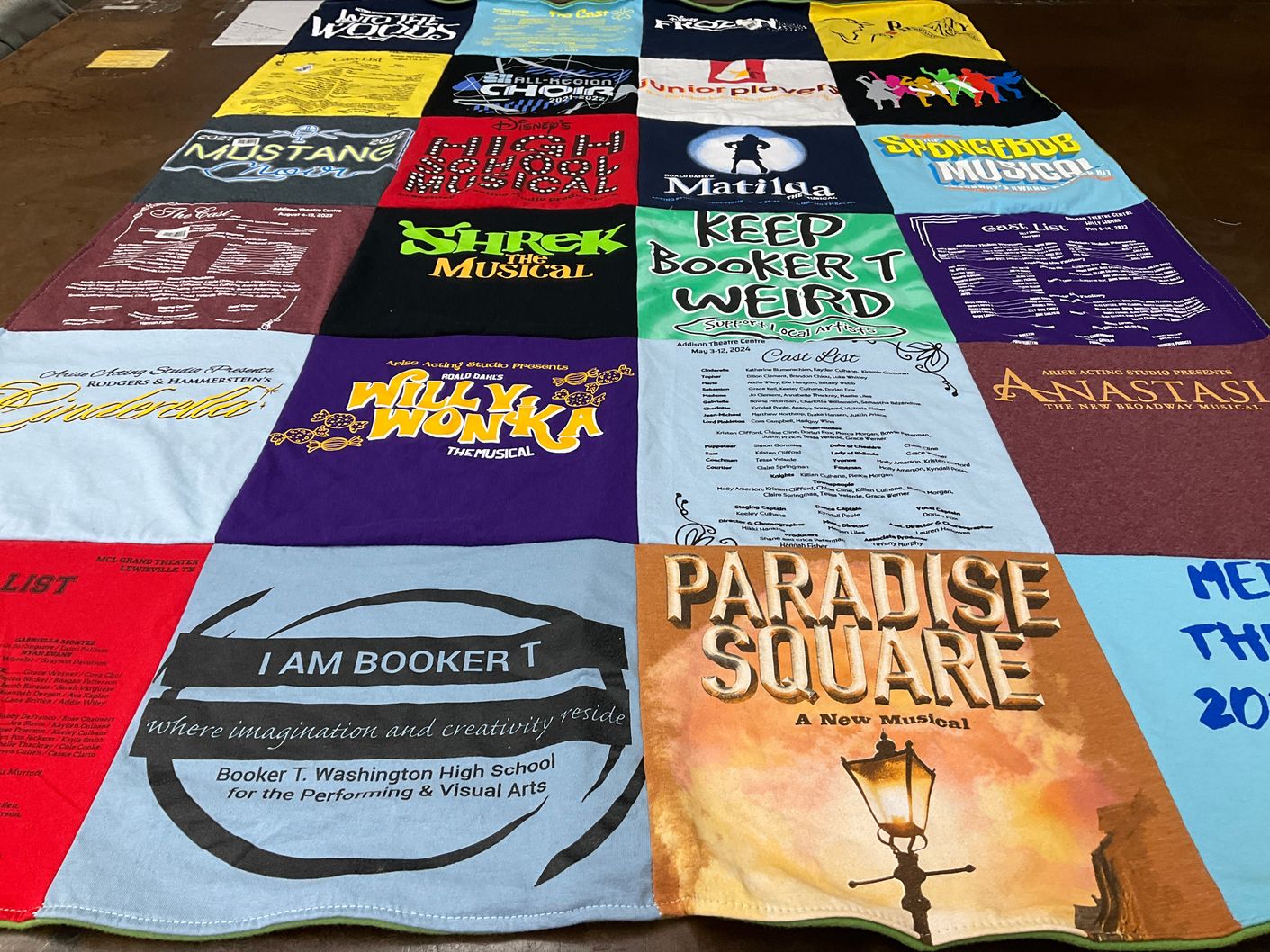 T-shirt quilt from booker t washington high school for the performing and visual arts by Cindy from TX