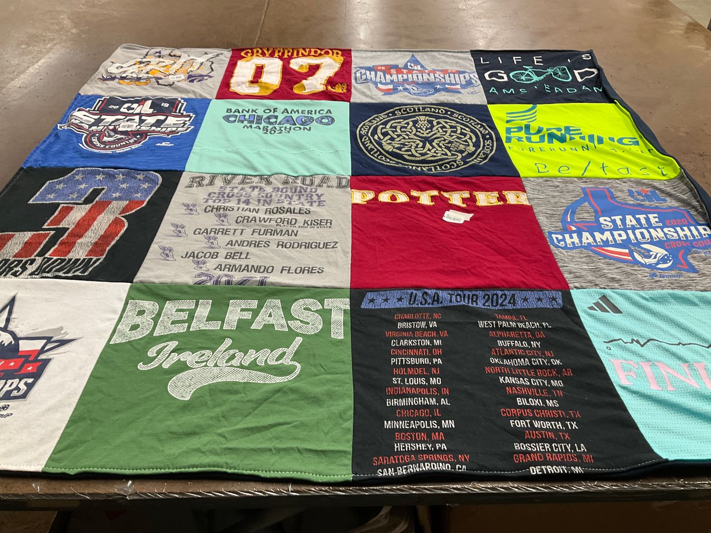 T-shirt quilt featuring cross country team by Erika from TX
