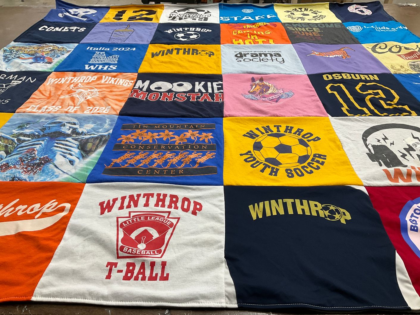 T-shirt quilt featuring winthrop youth soccer, winthrop vikings by carin from MA