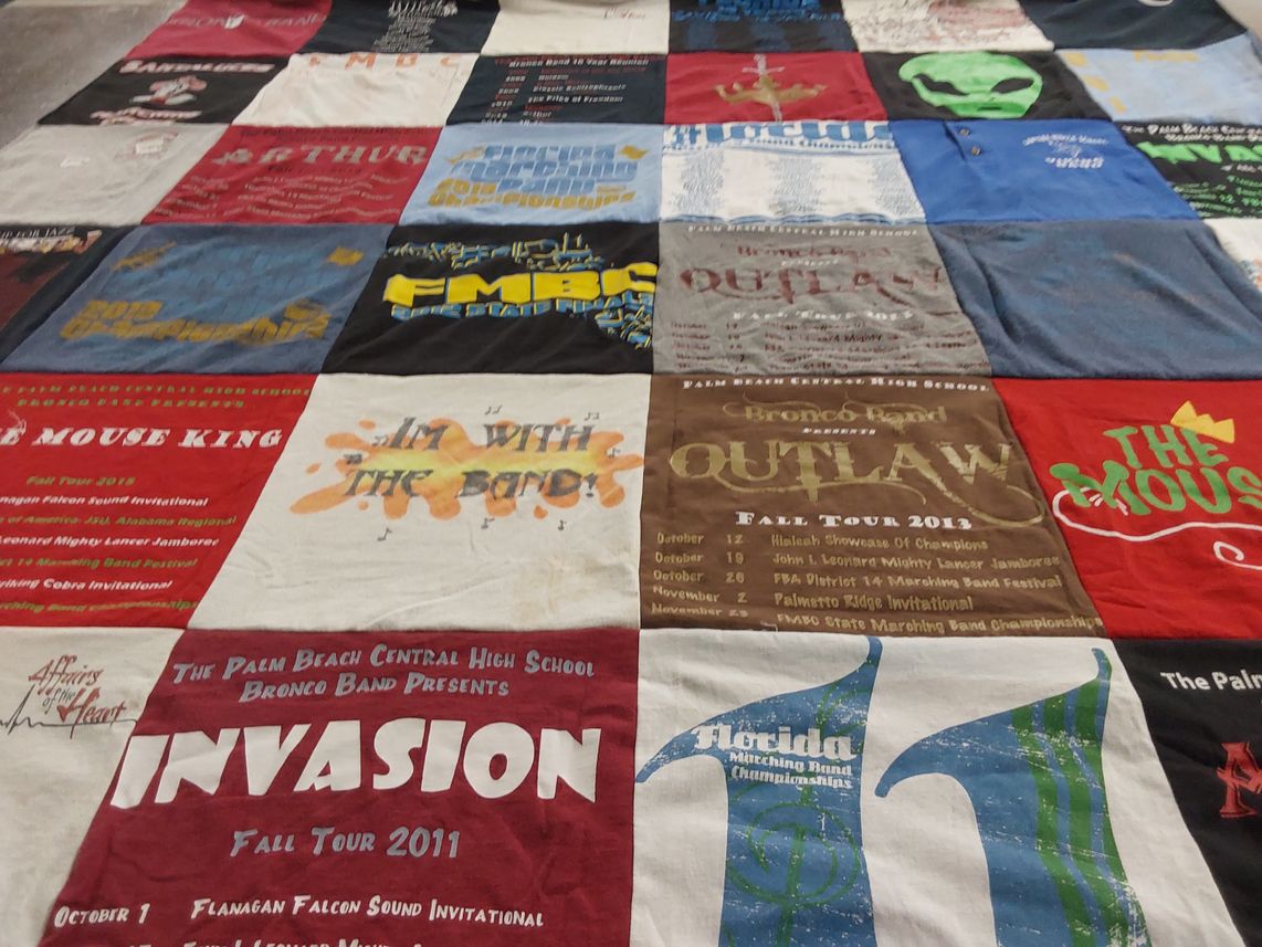 T-shirt quilt from palm beach central high school by Becky from FL