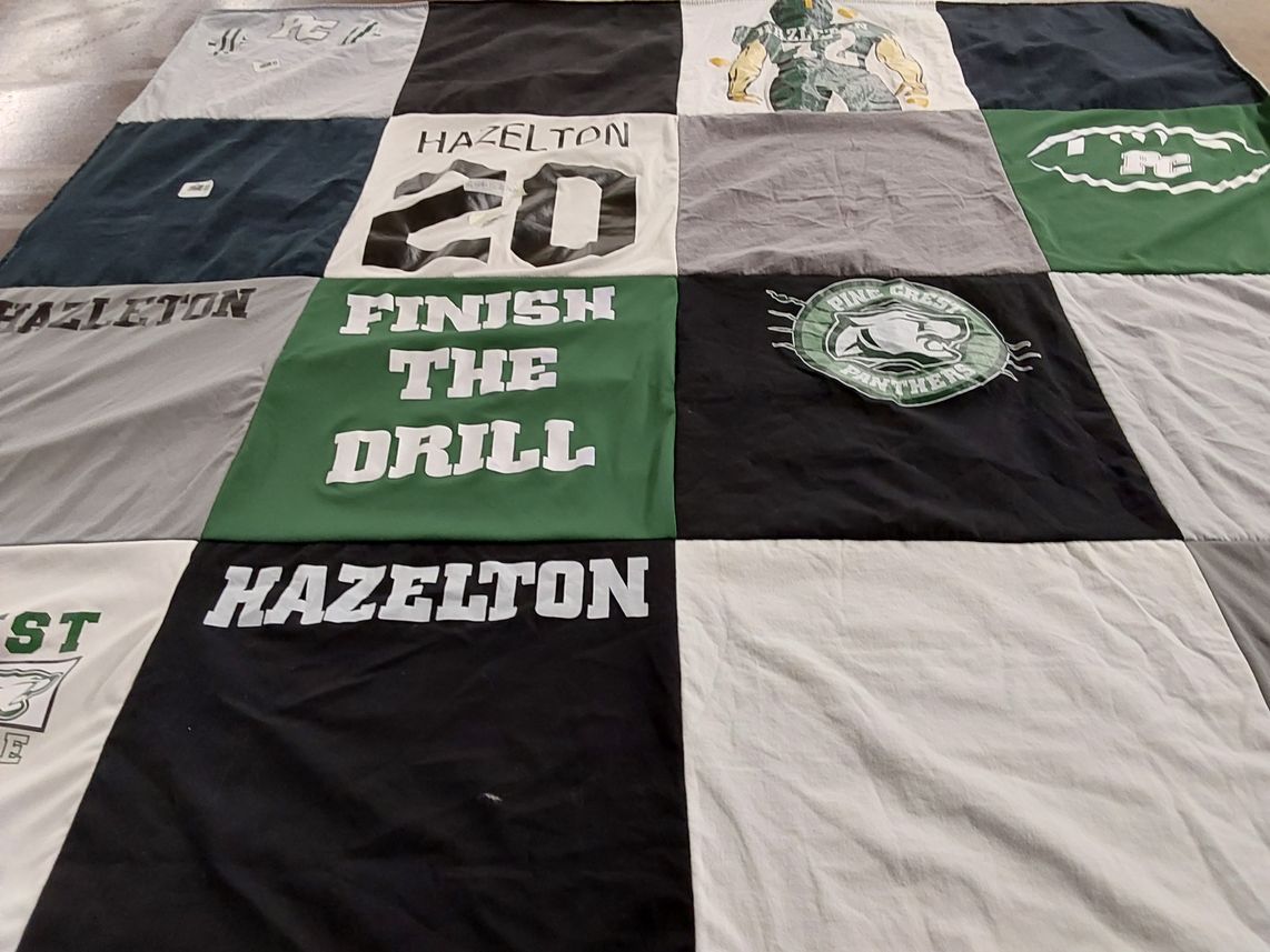 T-shirt quilt featuring pine crest panthers by Krissy from FL