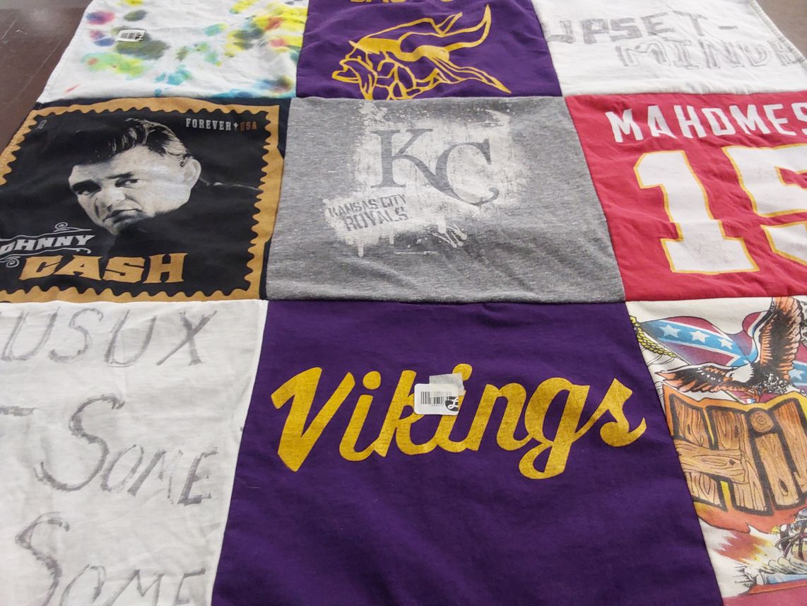 T-shirt quilt featuring minnesota vikings, kansas city royals by Terri from MO