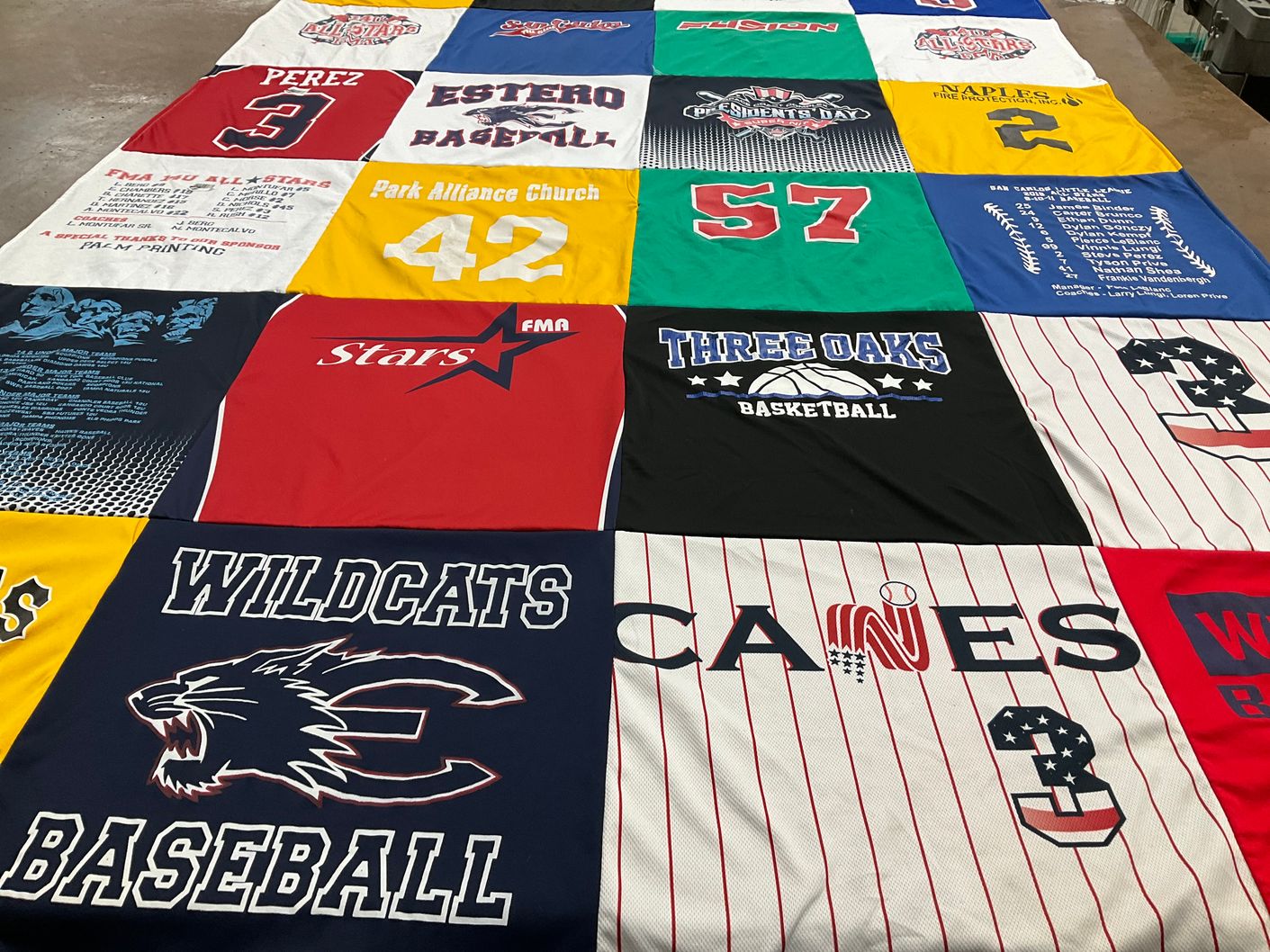 T-shirt quilt featuring estero baseball, wildcats baseball by Lisa from FL