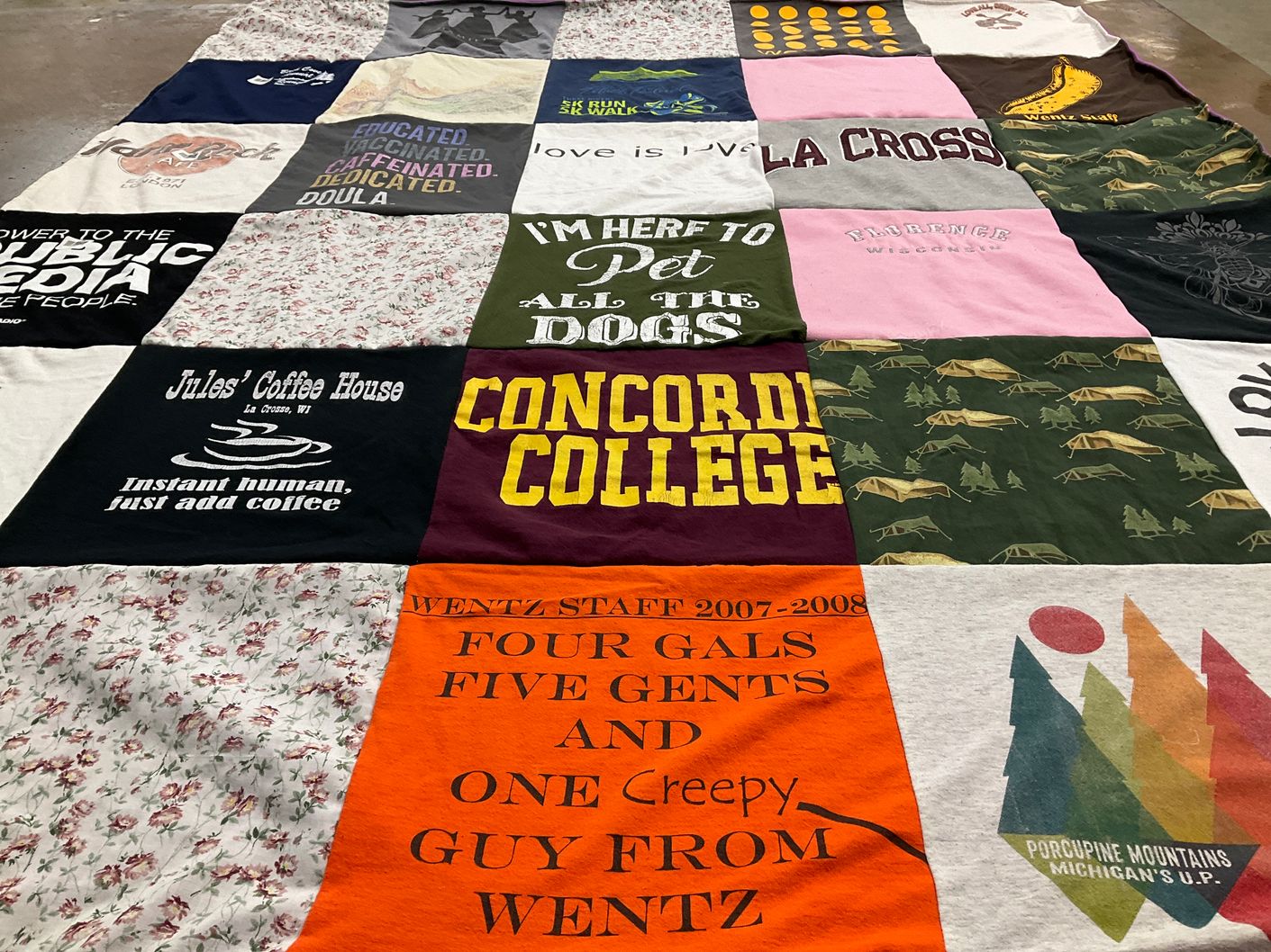 T-shirt quilt from concord college by Amanda from ND