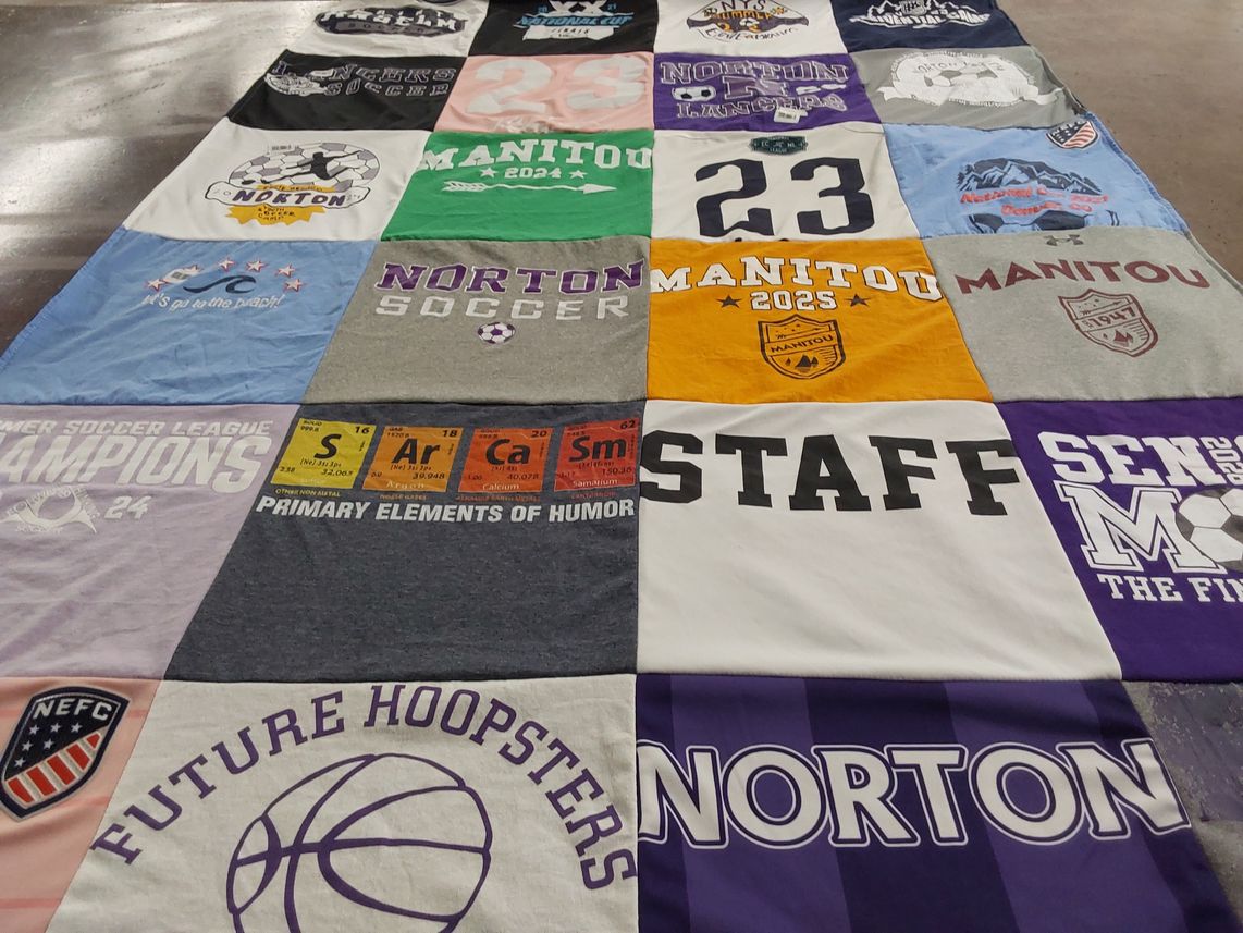 T-shirt quilt featuring norton high school soccer by Julie from MA