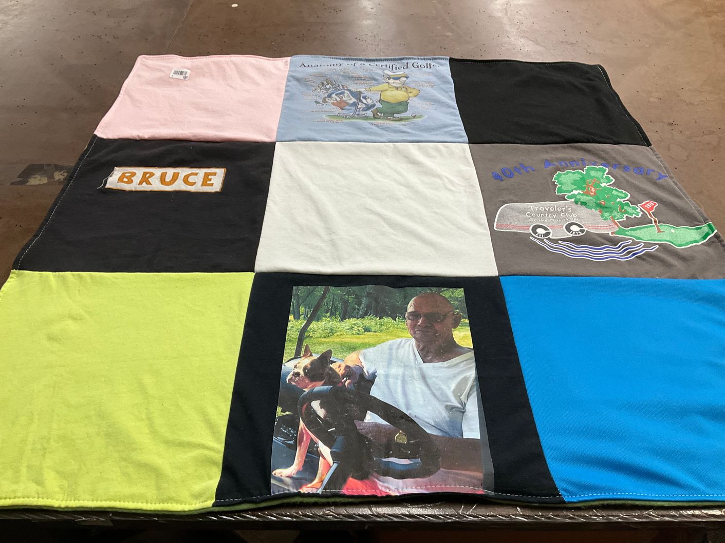T-shirt quilt with golf, photography themes by Bobbie from MN