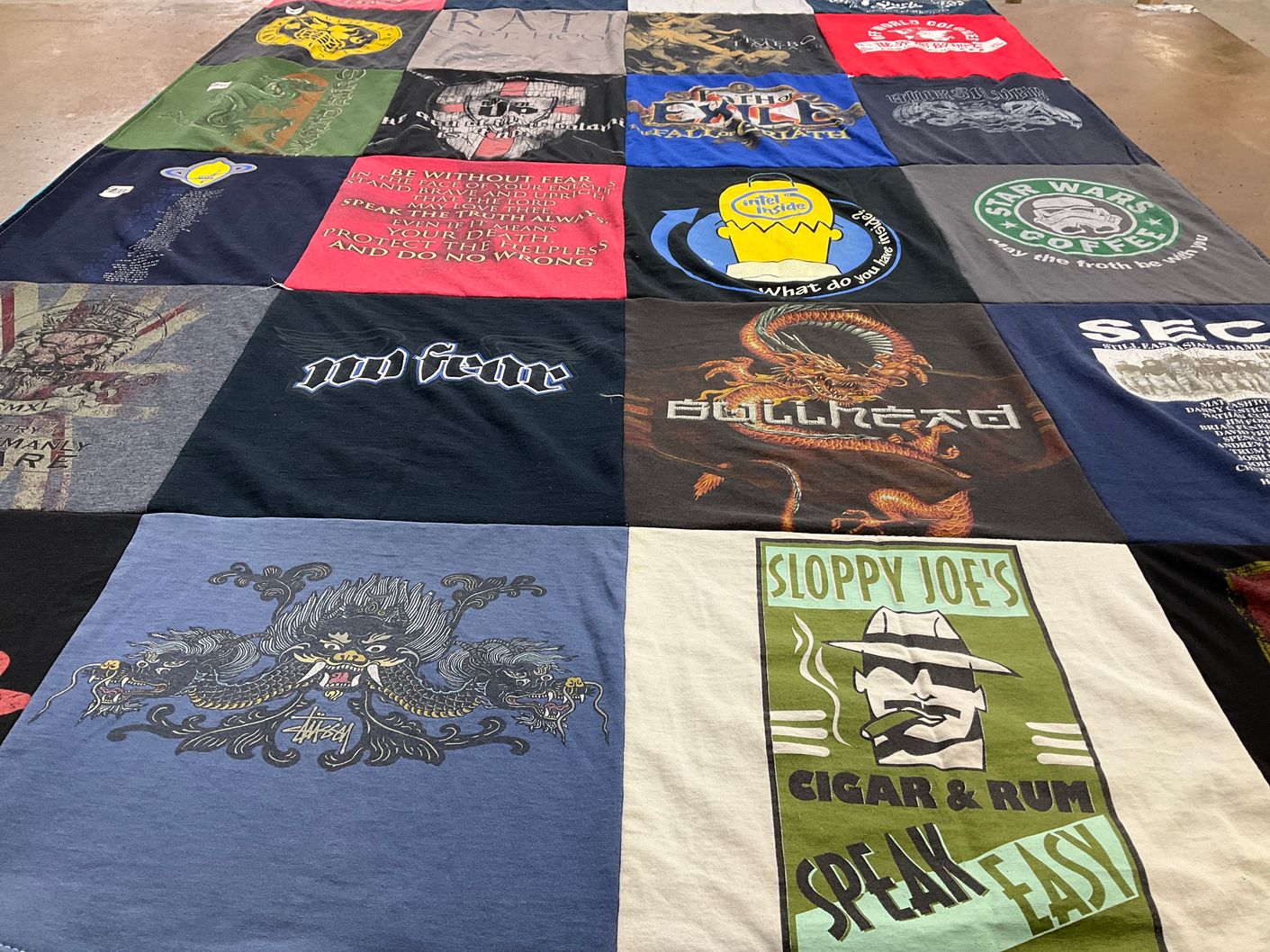 T-shirt quilt with graphic design, pop culture themes by Eric from GA
