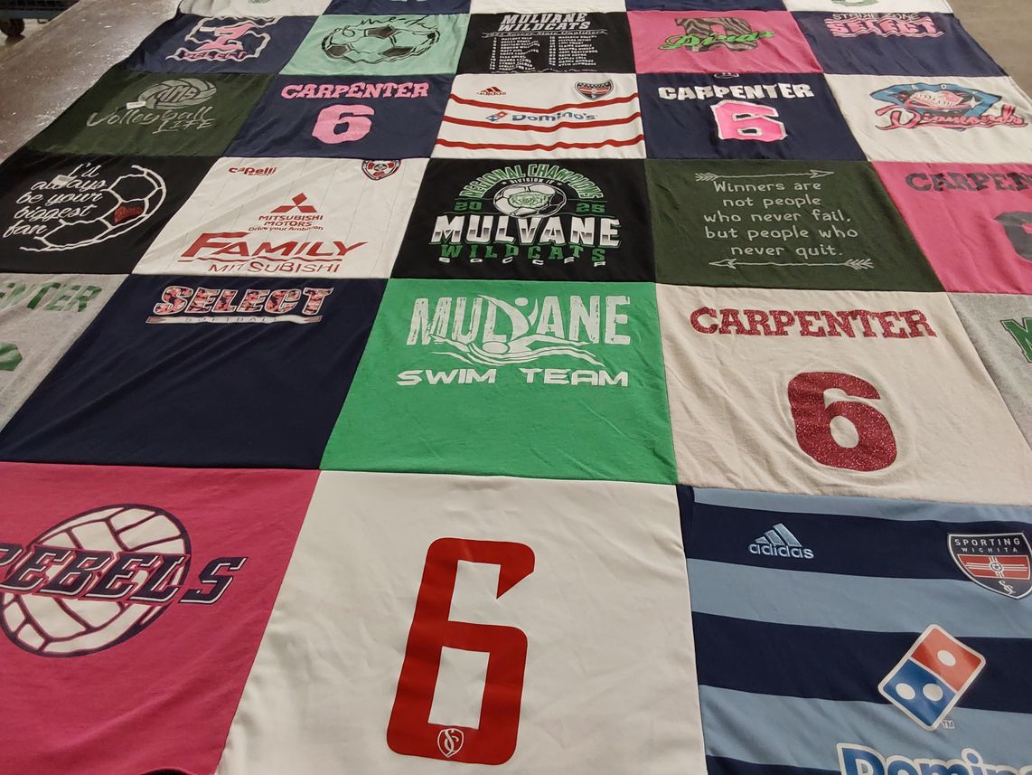 T-shirt quilt featuring mulvane wildcats, select team by Christy from KS