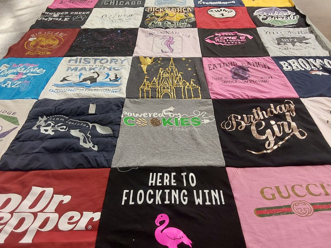 T-shirt quilt with cookies, birthday celebrations themes by Amber from AZ