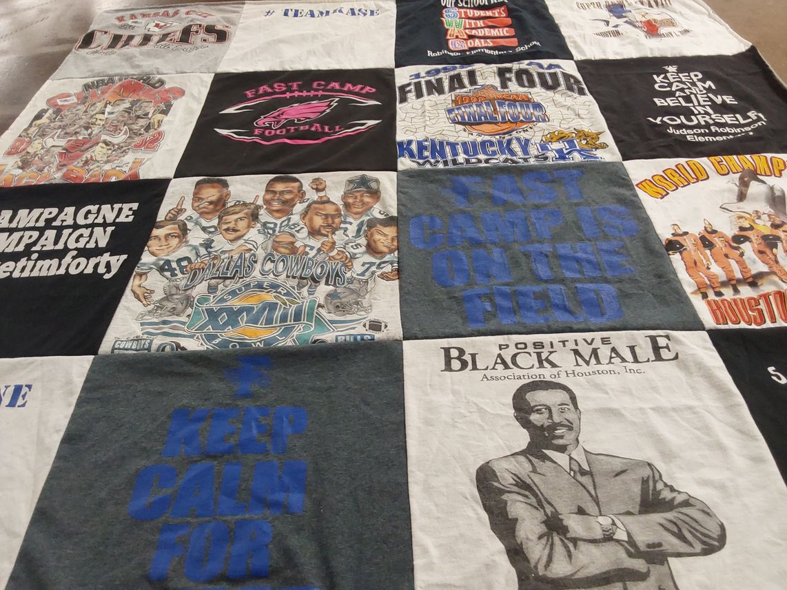 T-shirt quilt featuring dallas cowboys, kansas city chiefs by Linda from TX