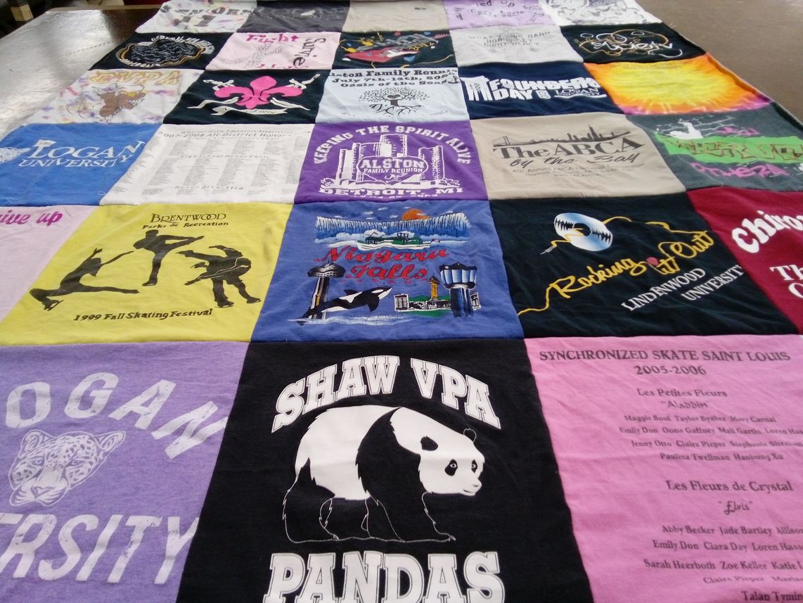 T-shirt quilt featuring shaw vpa pandas by Marissa from NV